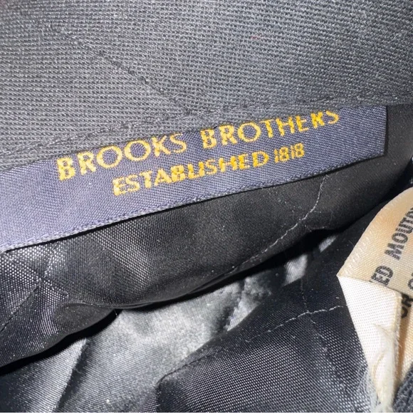 Brooks Brothers Black Mouton Lamb Fur Storm Hat Visor USA Made Large